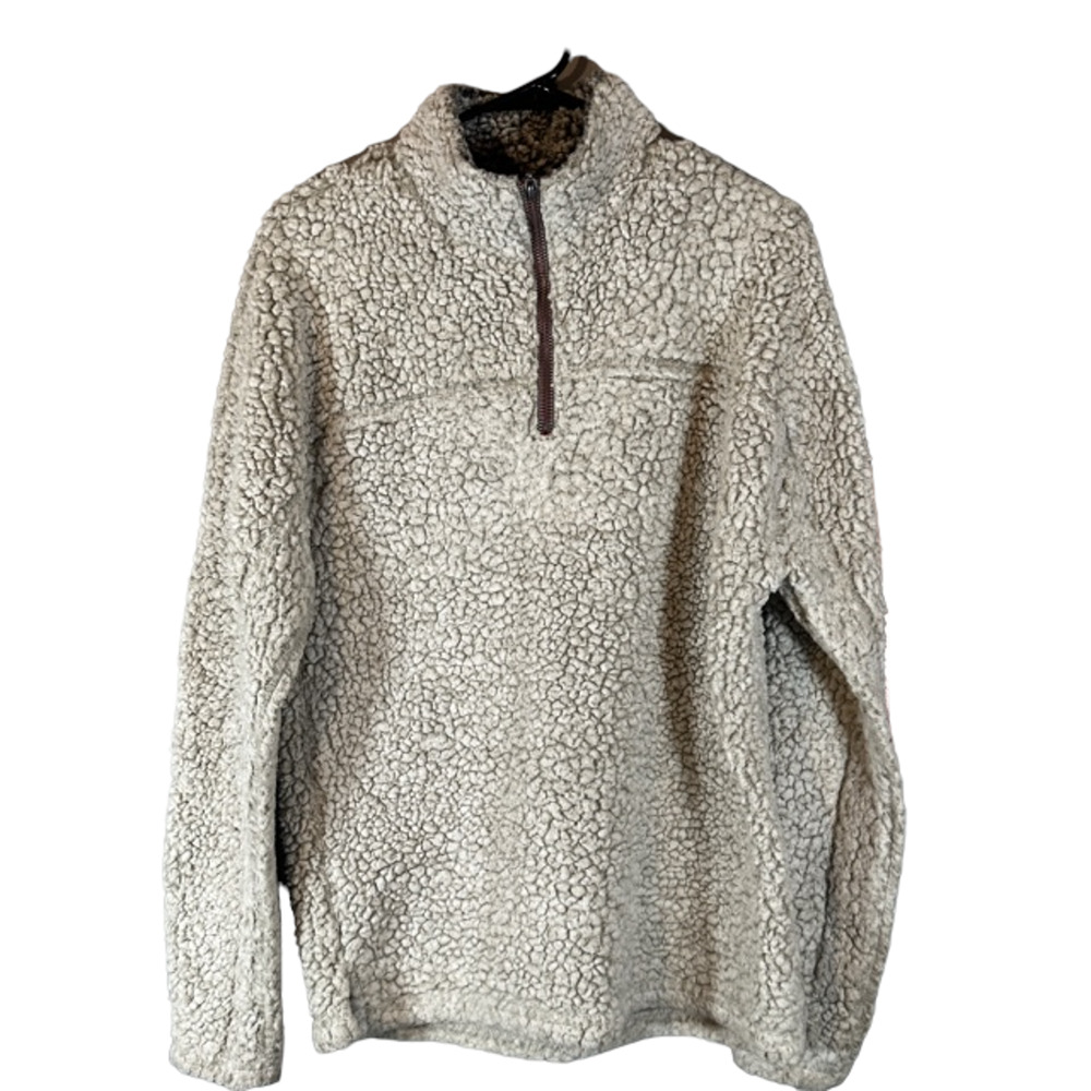 True Grit Gray Teddy Bear 1/4 Zip Mock Neck Pullover Sweater Women Sz XS